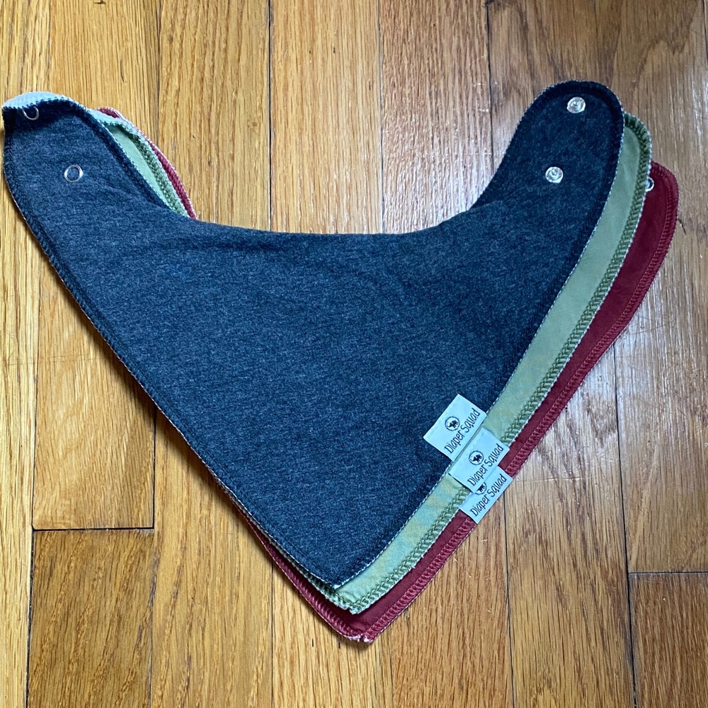 Set of Three Baby Bandana Bibs - Diaper Squad